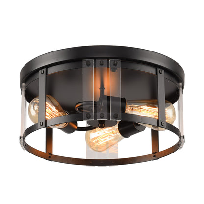 Lusteria Black 3-Light Modern Farmhouse Flush Mount Ceiling Light