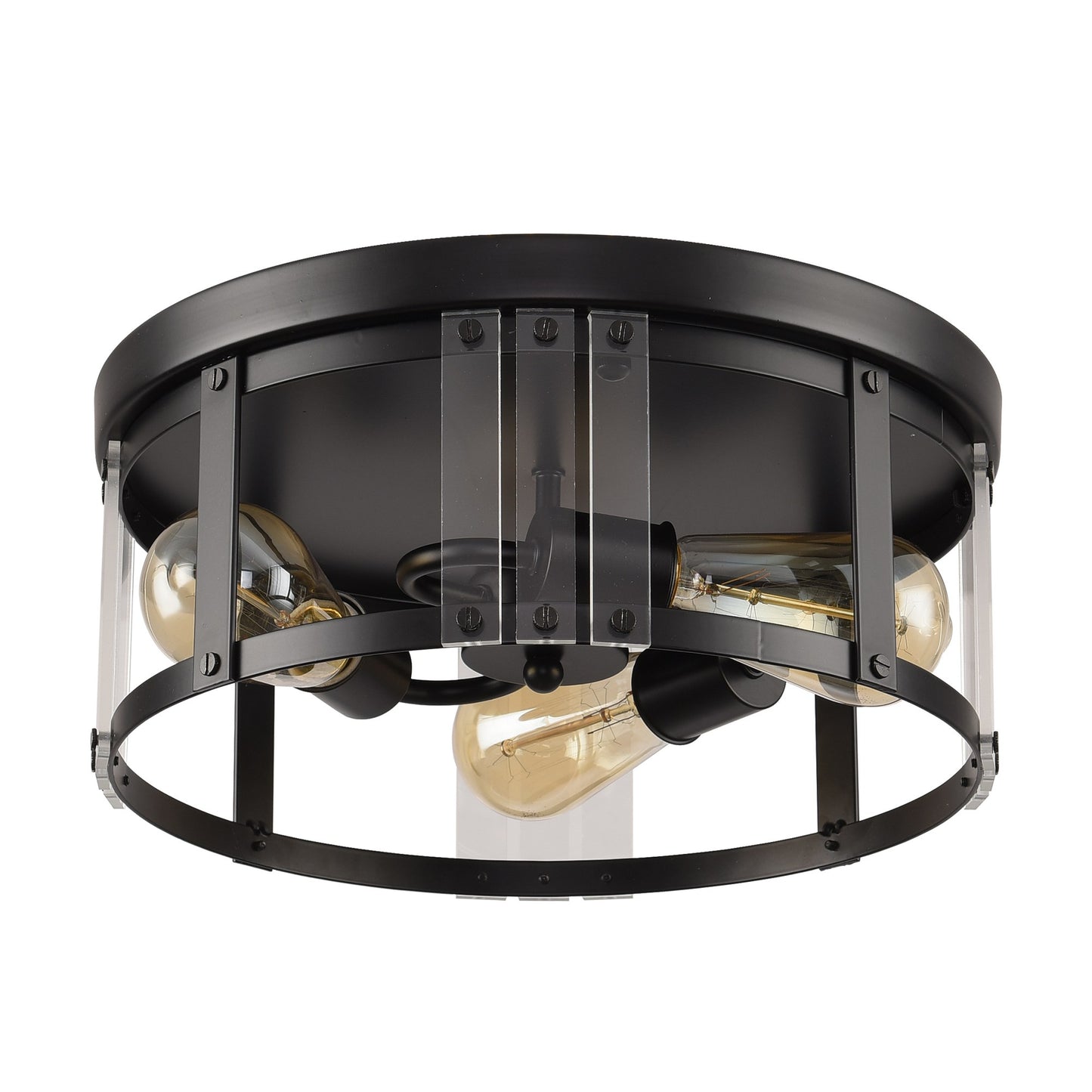 Lusteria Black 3-Light Modern Farmhouse Flush Mount Ceiling Light