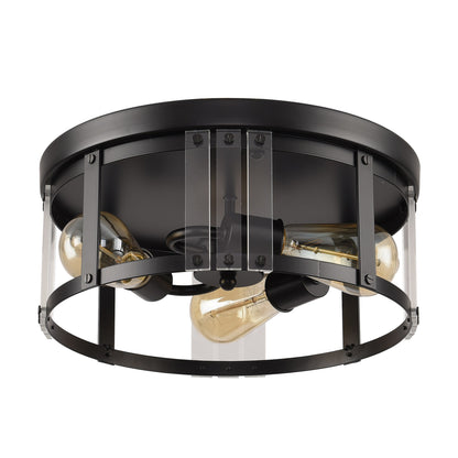 Lusteria Black 3-Light Modern Farmhouse Flush Mount Ceiling Light