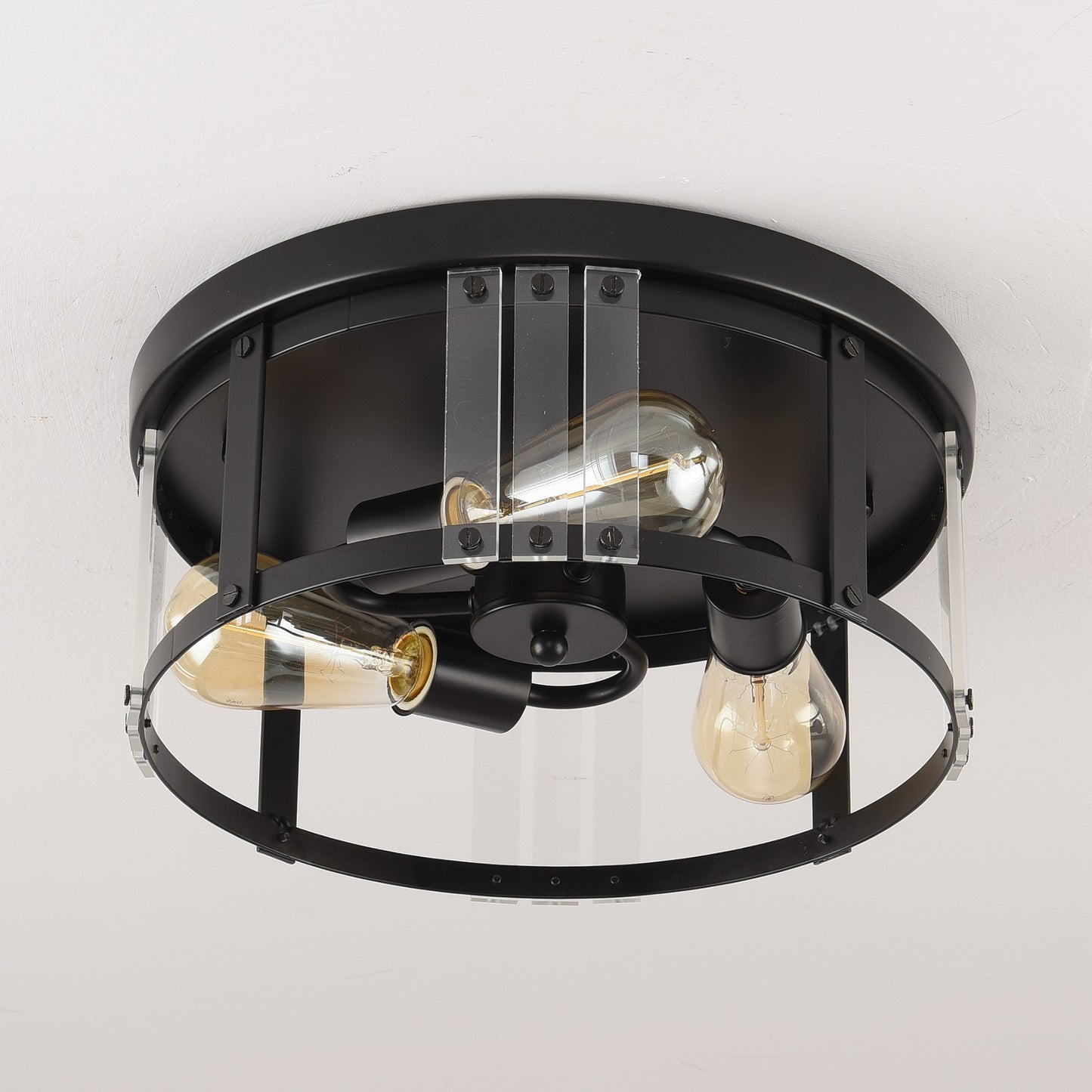 Lusteria Black 3-Light Modern Farmhouse Flush Mount Ceiling Light