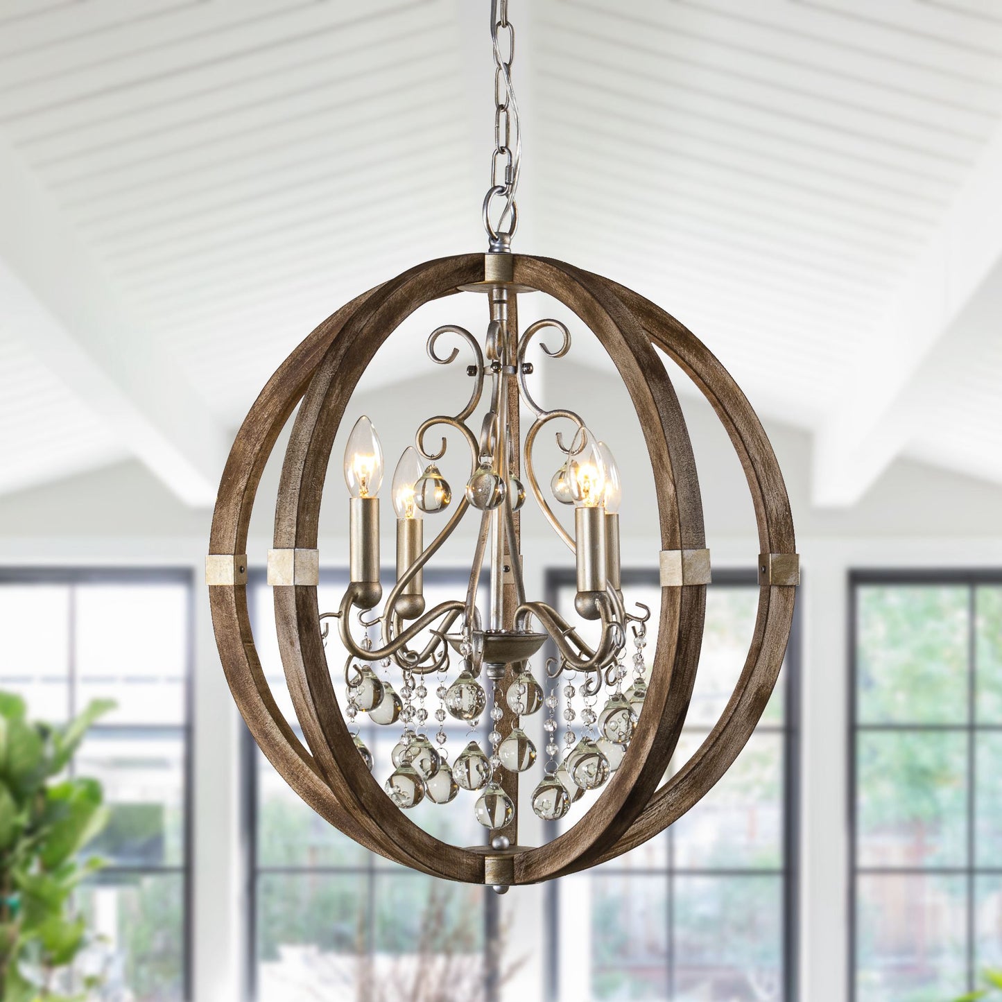 Lusteria Rustic Brown 4-Light Caged Pendant Light