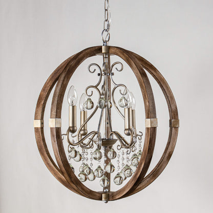 Lusteria Rustic Brown 4-Light Caged Pendant Light