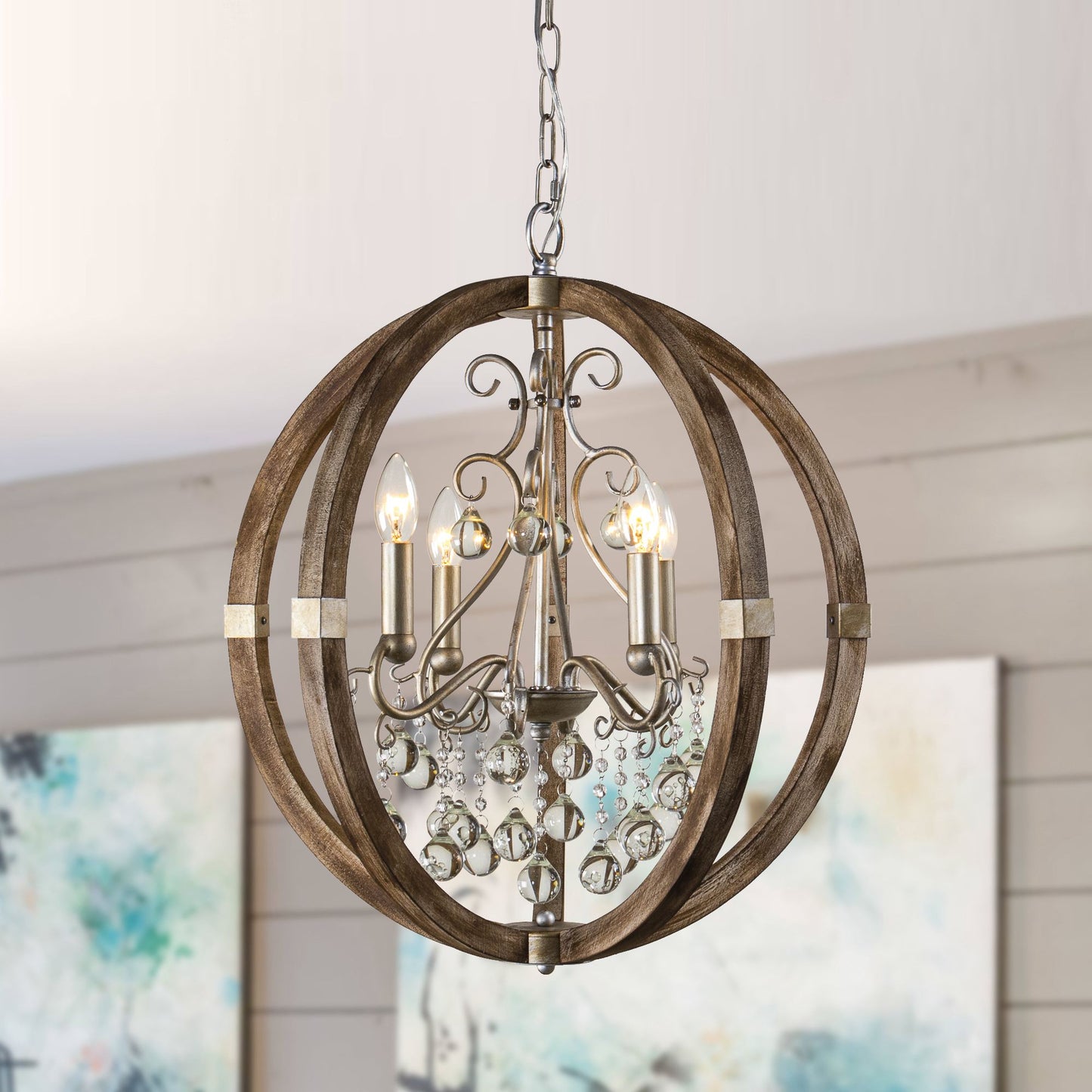 Lusteria Rustic Brown 4-Light Caged Pendant Light