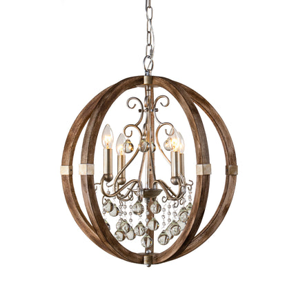 Lusteria Rustic Brown 4-Light Caged Pendant Light