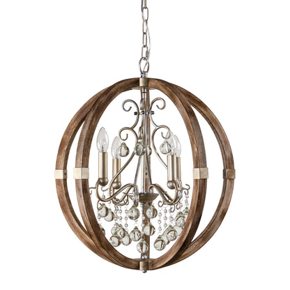 Lusteria Rustic Brown 4-Light Caged Pendant Light