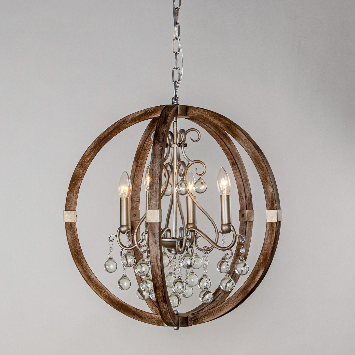 Lusteria Rustic Brown 4-Light Caged Pendant Light