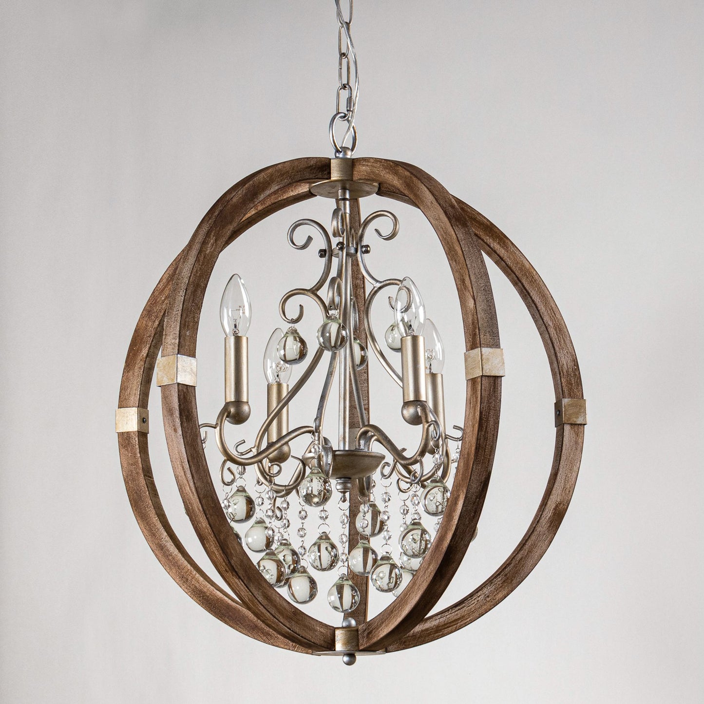 Lusteria Rustic Brown 4-Light Caged Pendant Light