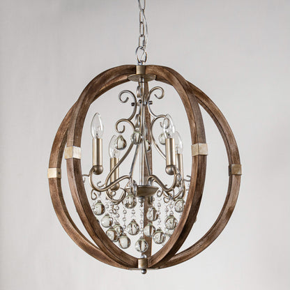 Lusteria Rustic Brown 4-Light Caged Pendant Light