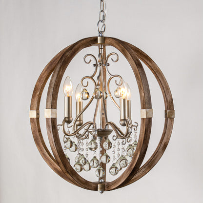 Lusteria Rustic Brown 4-Light Caged Pendant Light