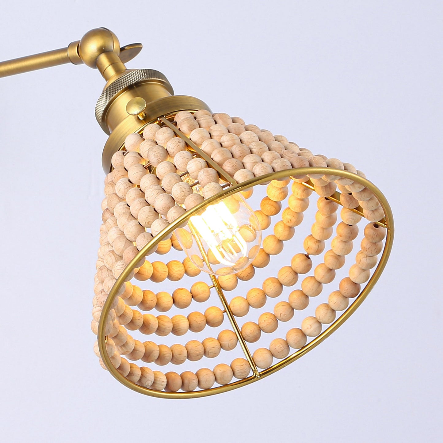 Lusteria 1-Light Modern Golden with Wooden Beads Wall Sconce Light