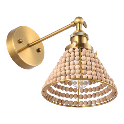 Lusteria 1-Light Modern Golden with Wooden Beads Wall Sconce Light