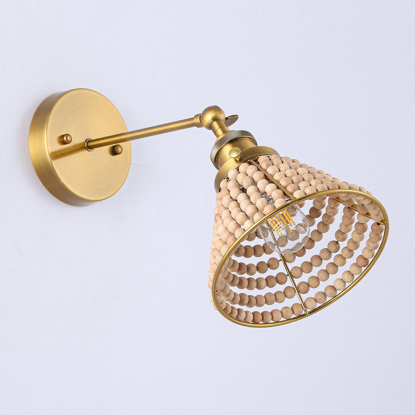 Lusteria 1-Light Modern Golden with Wooden Beads Wall Sconce Light