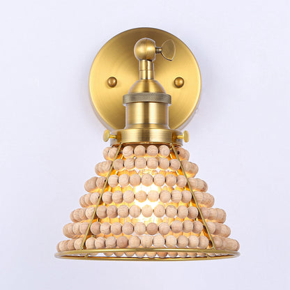 Lusteria 1-Light Modern Golden with Wooden Beads Wall Sconce Light