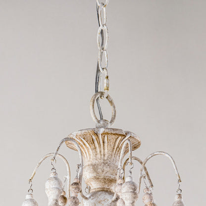 Lusteria Traditional Handmade 6-Light Wood White Chandelier