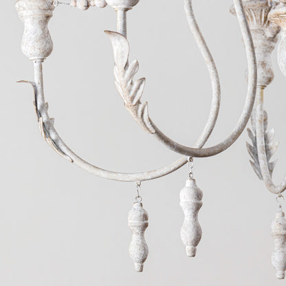 Lusteria Traditional Handmade 6-Light Wood White Chandelier