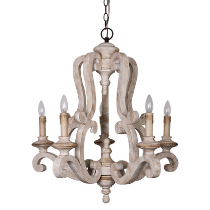 Lusteria 5-Light Handmade Antique Wooden Candle Chandelier