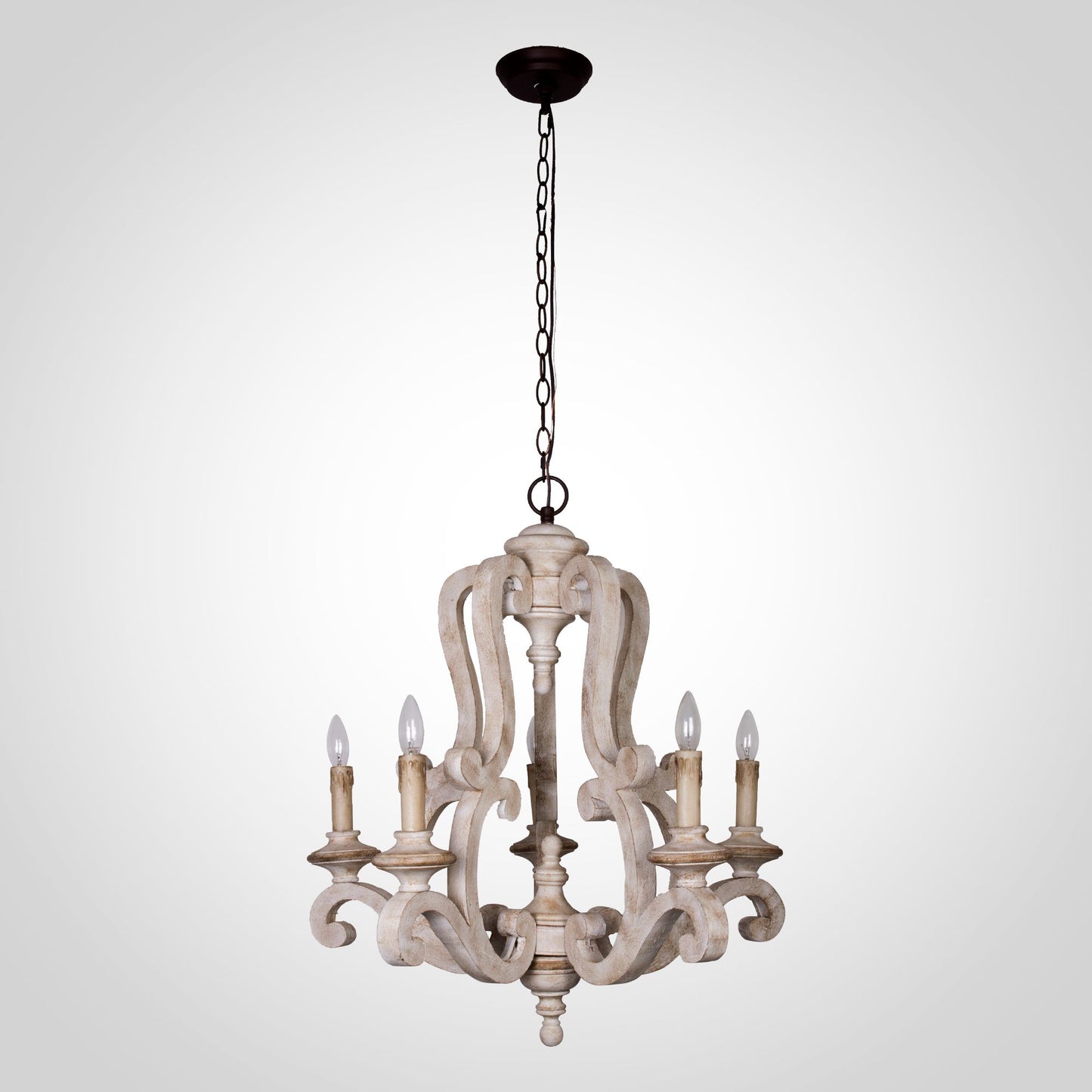 Lusteria 5-Light Handmade Antique Wooden Candle Chandelier