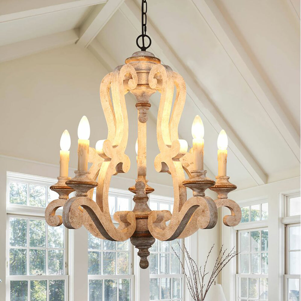 Lusteria 5-Light Handmade Antique Wooden Candle Chandelier