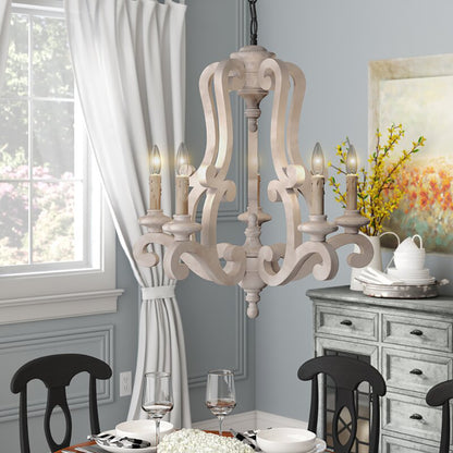 Lusteria 5-Light Handmade Antique Wooden Candle Chandelier