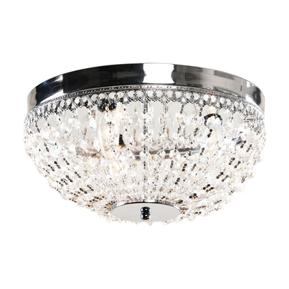 Lusteria 14" Modern 3-Light Chrome Crystal Flush Mount Light