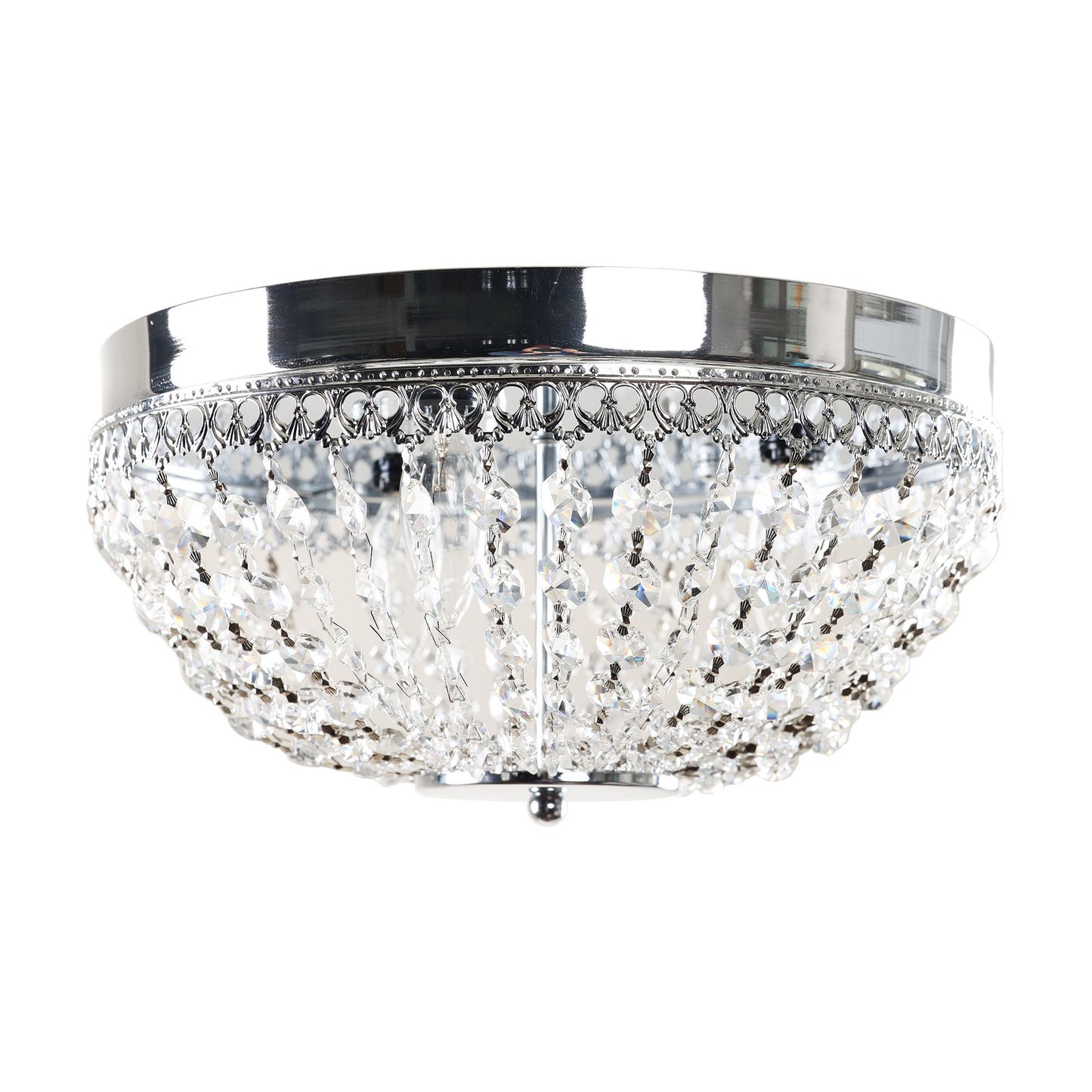 Lusteria 14" Modern 3-Light Chrome Crystal Flush Mount Light