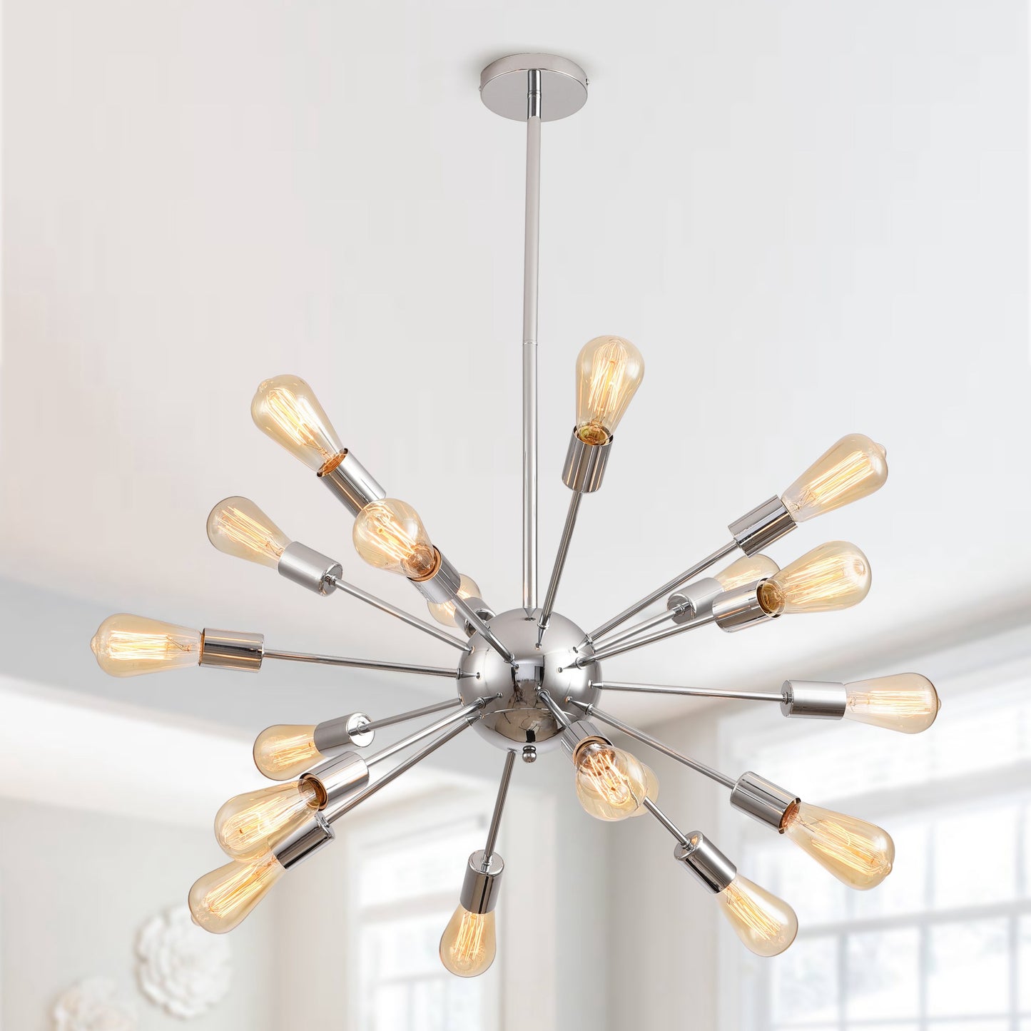 Lusteria 18-Light Modern Chrome Sputnik Sphere Chandelier