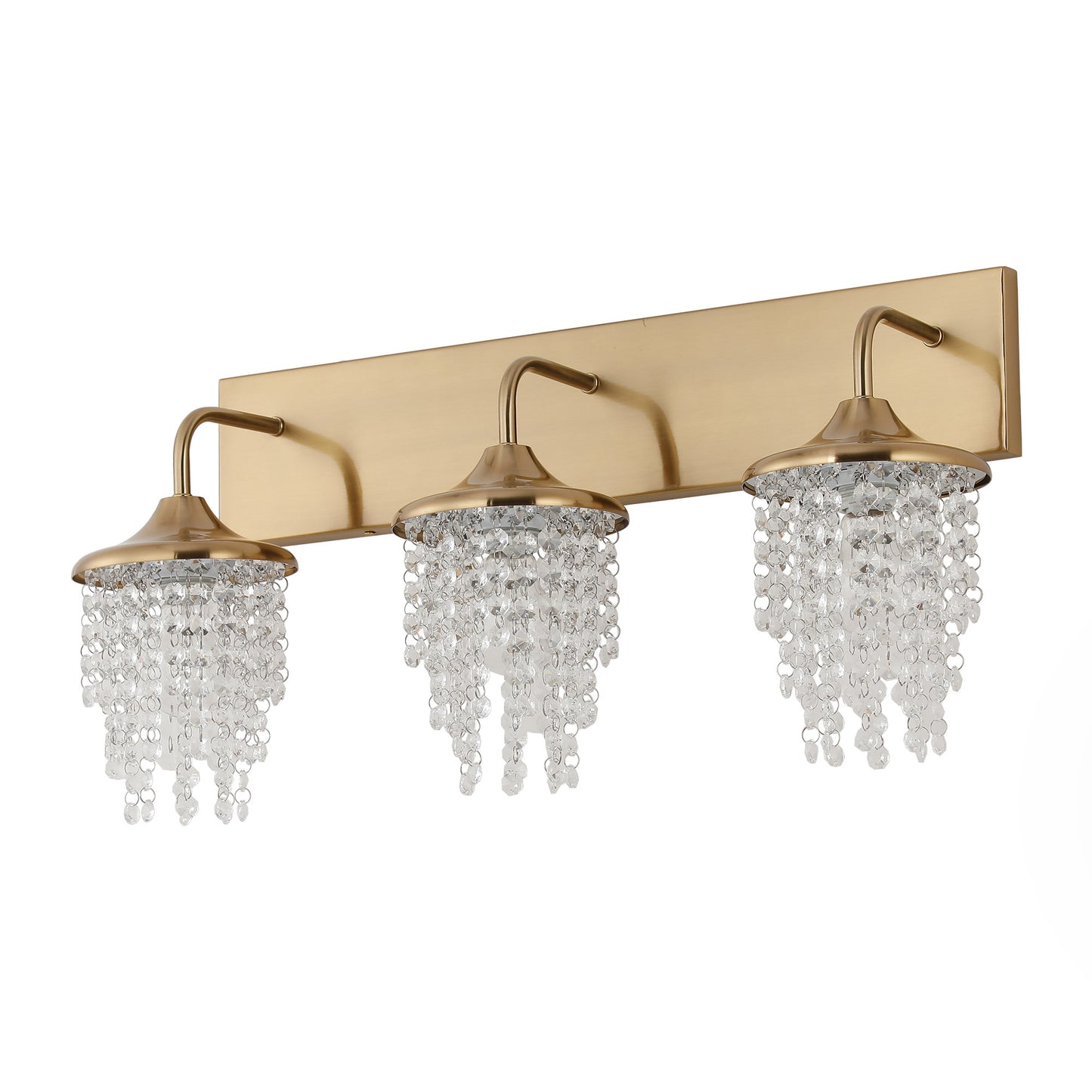 Lusteria Modern 3-Light Golden Crystal Bathroom Vanity Light