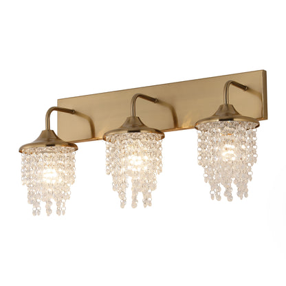 Lusteria Modern 3-Light Golden Crystal Bathroom Vanity Light