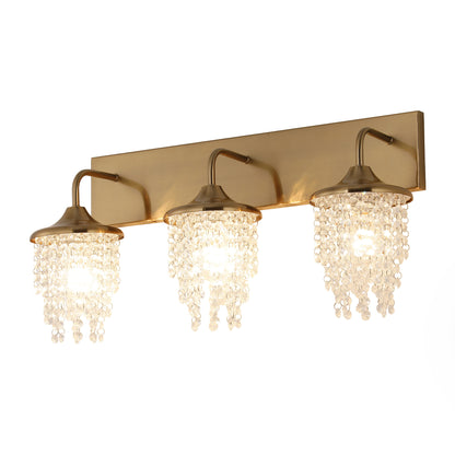 Lusteria Modern 3-Light Golden Crystal Bathroom Vanity Light