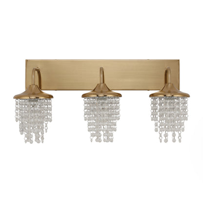 Lusteria Modern 3-Light Golden Crystal Bathroom Vanity Light