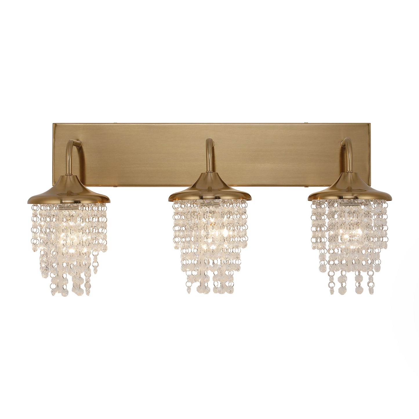 Lusteria Modern 3-Light Golden Crystal Bathroom Vanity Light