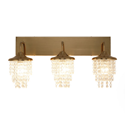 Lusteria Modern 3-Light Golden Crystal Bathroom Vanity Light