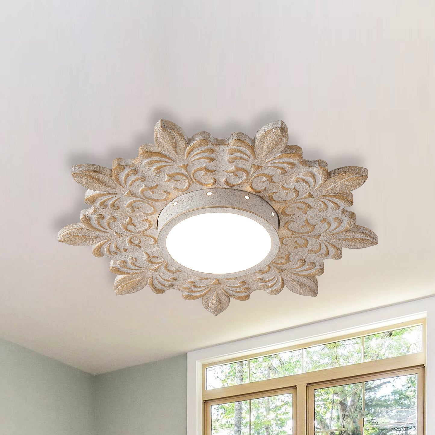 Lusteria 22" White Modern Sunburst Flush Mount LED Light