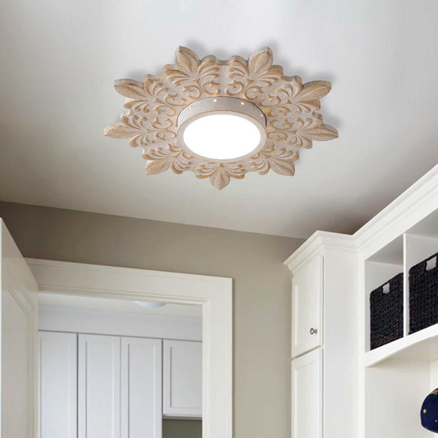 Lusteria 22" White Modern Sunburst Flush Mount LED Light