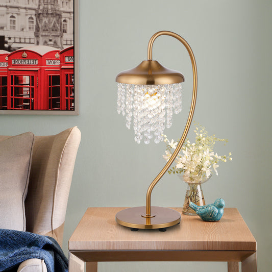 Lusteria 21" Tall 1-Light Golden Crystal Shade Modern Table Lamp