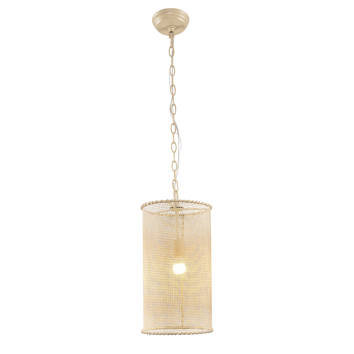 Lusteria 1-Light Farmhouse Beige Woven Hemp Rope Pendant Lighting