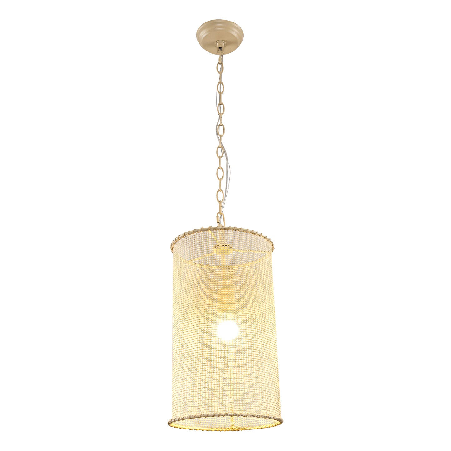 Lusteria 1-Light Farmhouse Beige Woven Hemp Rope Pendant Lighting