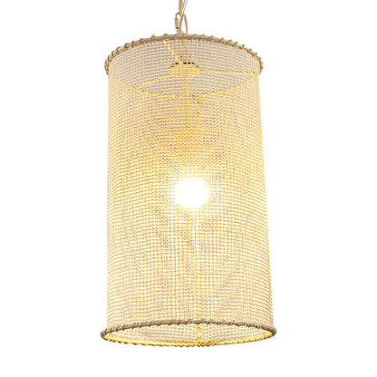 Lusteria 1-Light Farmhouse Beige Woven Hemp Rope Pendant Lighting