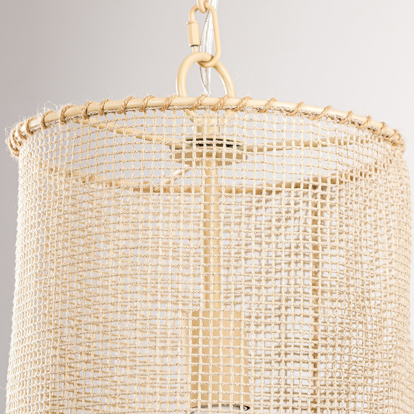 Lusteria 1-Light Farmhouse Beige Woven Hemp Rope Pendant Lighting