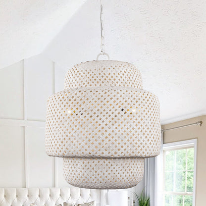 Lusteria Rustic 3-Light Vintage White Farmhouse Pendant Light