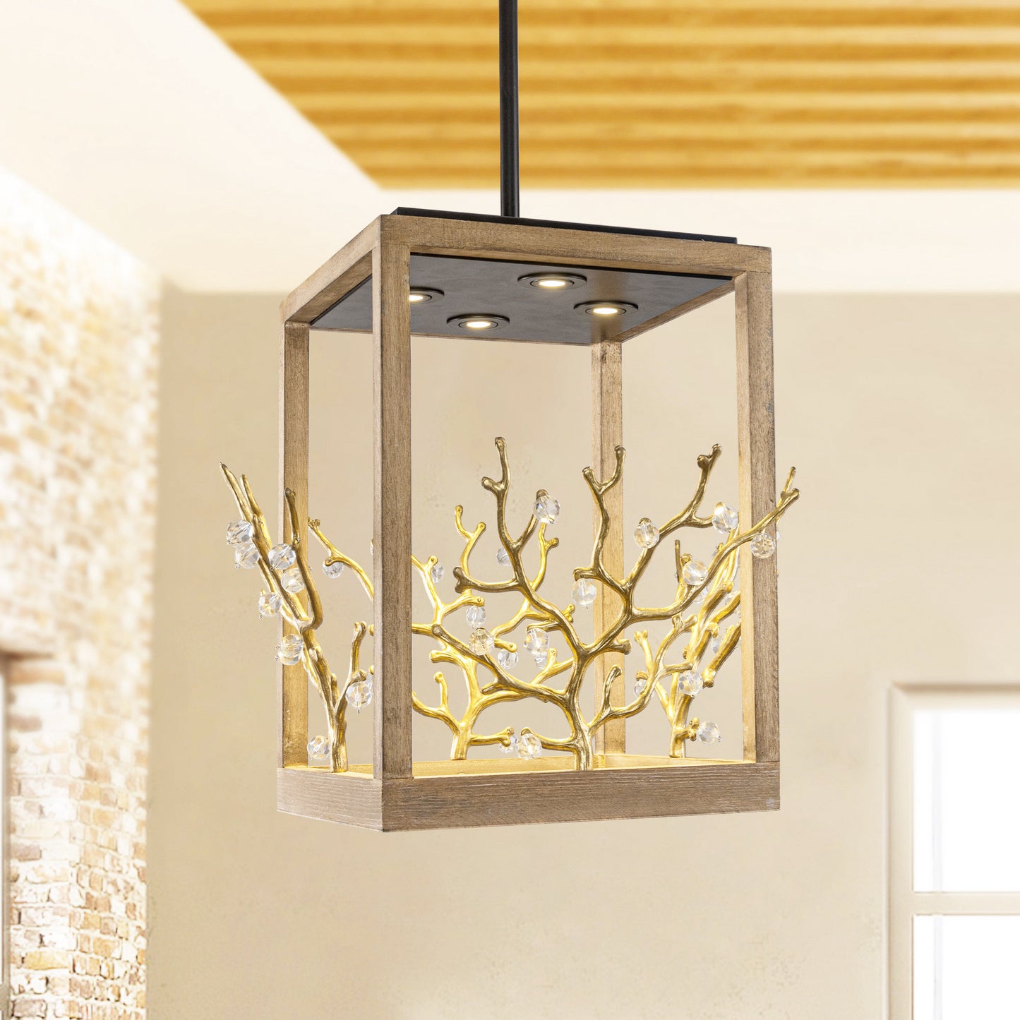 Lusteria 4-Light Modern Vintage Gold Branches Pendant Lighting