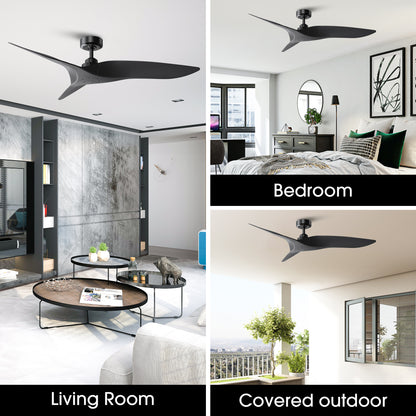 Platinum Breeze 52" Modern Matte Black Downrod Ceiling Fan