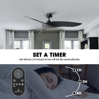 Platinum Breeze 52" Modern Matte Black Downrod Ceiling Fan