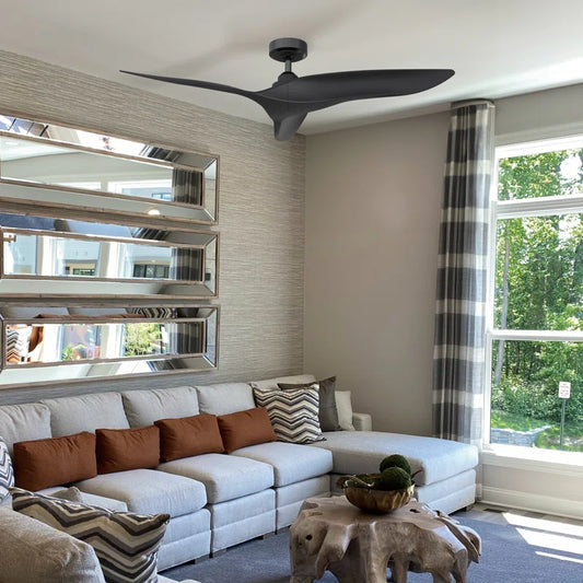 Platinum Breeze 52" Modern Matte Black Downrod Ceiling Fan