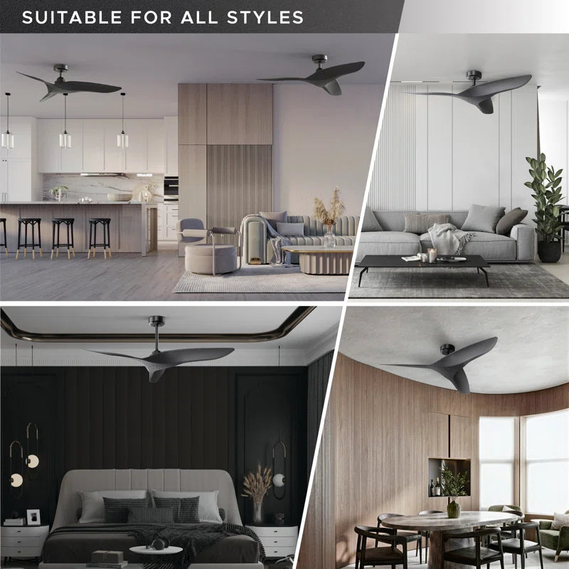 Platinum Breeze 52" Modern Matte Black Downrod Ceiling Fan