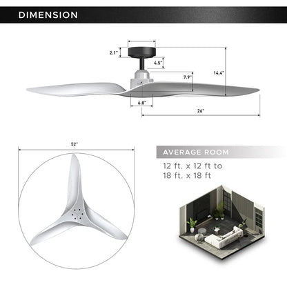 Platinum Breeze Modern 52" Silver Downrod Ceiling Fan