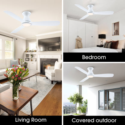 Royal Gust Modern 52" White Flush Mount Warm White LED Ceiling Fan