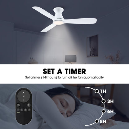 Royal Gust Modern 52" White Flush Mount Warm White LED Ceiling Fan