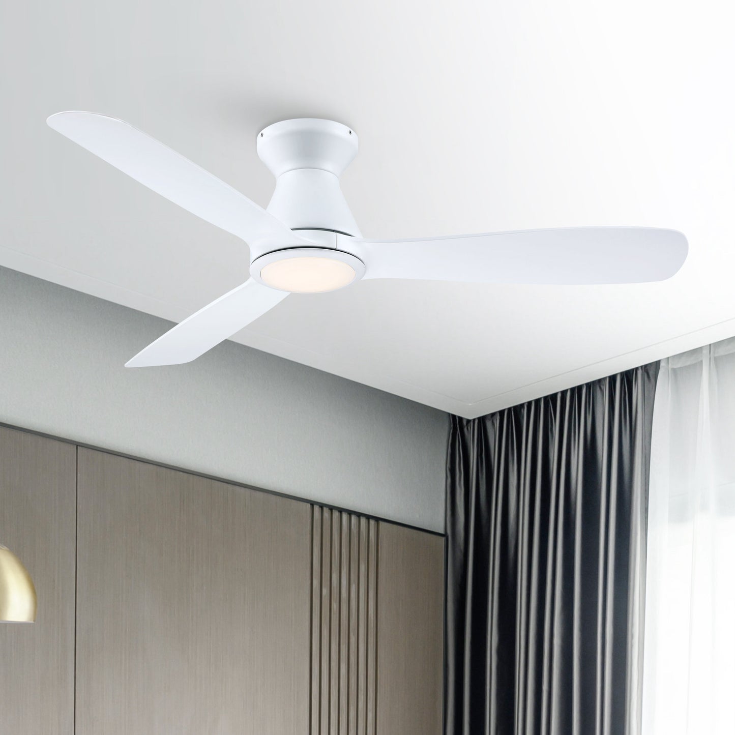 Royal Gust Modern 52" White Flush Mount Warm White LED Ceiling Fan