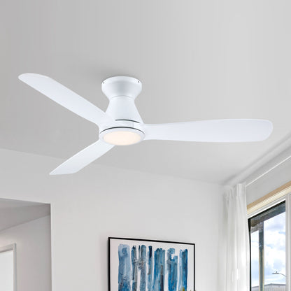 Royal Gust Modern 52" White Flush Mount Warm White LED Ceiling Fan